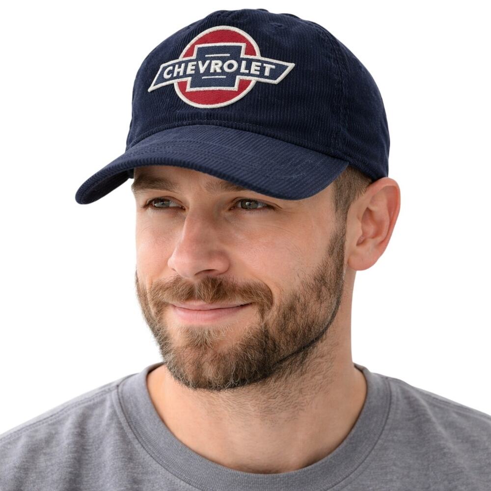Chevrolet Mad Engine Blue Corduroy Snapback Hat GM Licensed